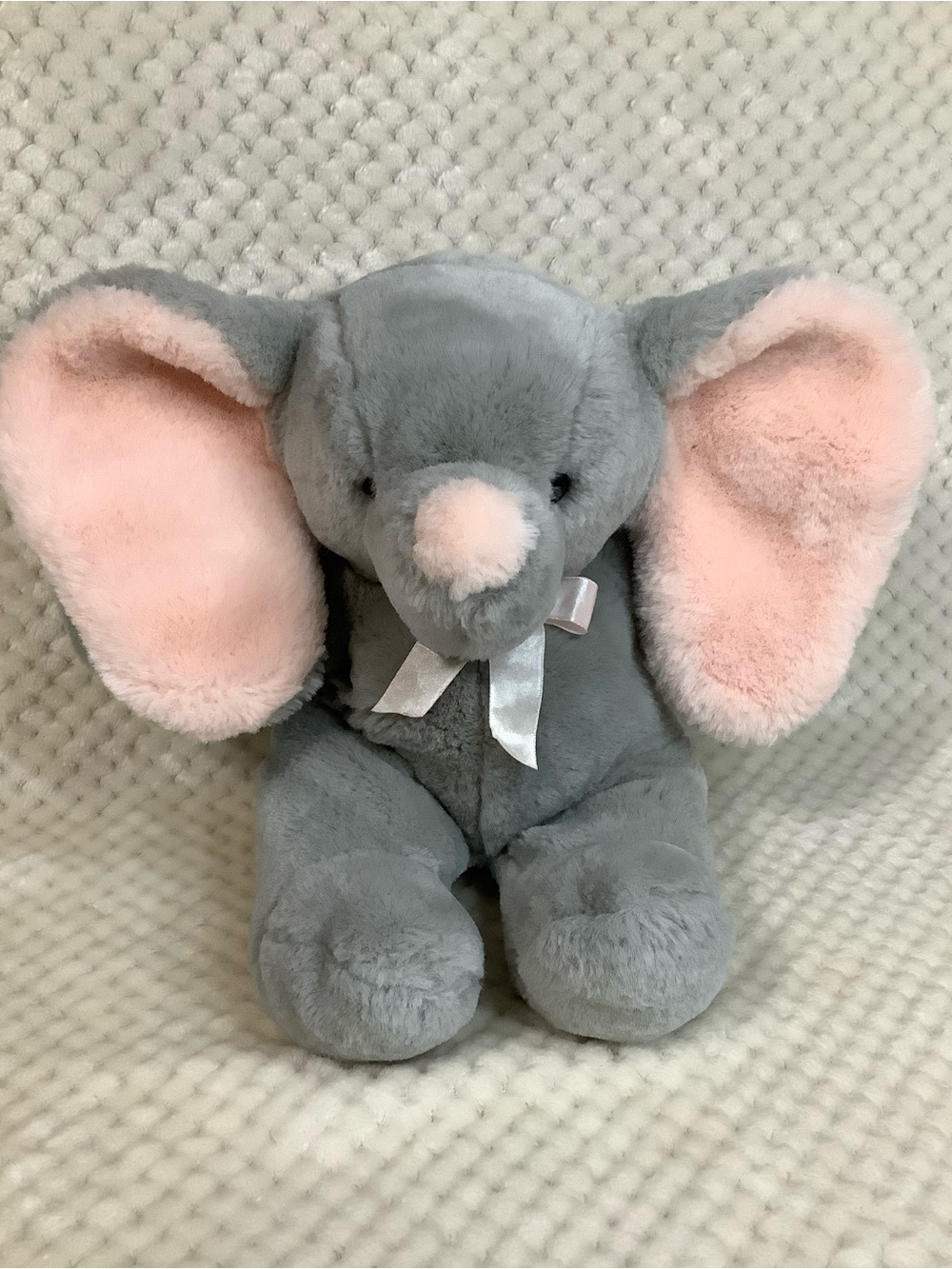 Vintage DAKIN Cuddles Grey and Pink Elephant 1987 Stuffed Animal Toy
